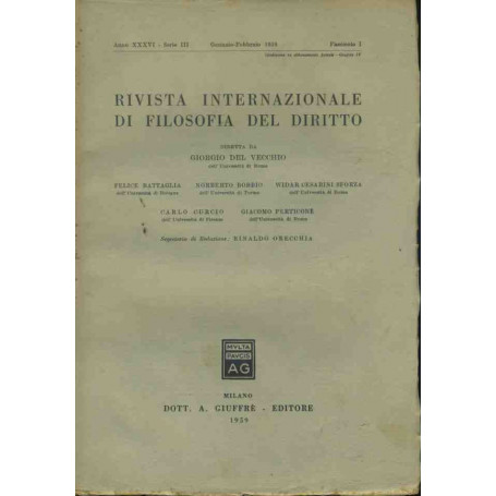 Rivista internazionale di filosofia del diritto. Gennaio - Febbraio 1959