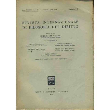 Rivista internazionale di filosofia del diritto. Gennaio - Aprile 1956