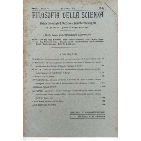 Filosofia della scienza. Serie II-Anno VI. N°2