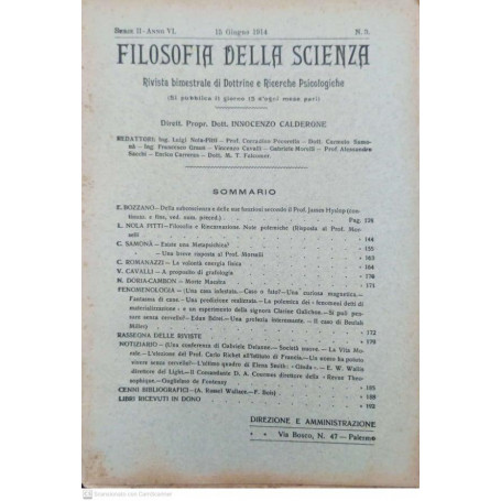 Filosofia della scienza. Serie II-Anno VI. N°3